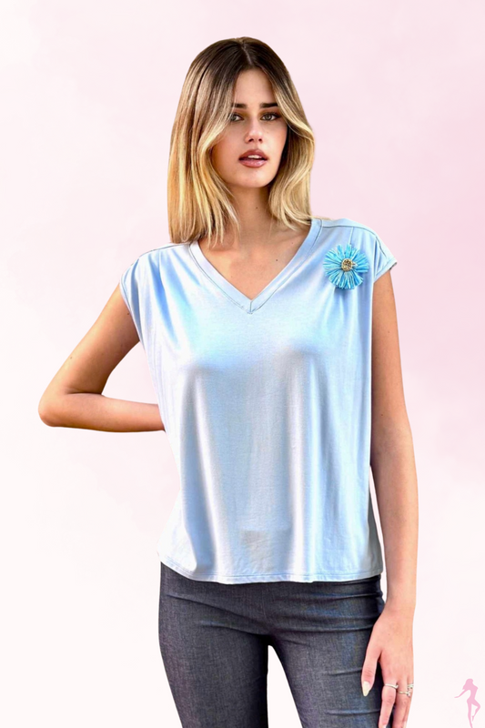 T-SHIRT SCOLLO A V IN VISCOSA NORTH POLE LADIES