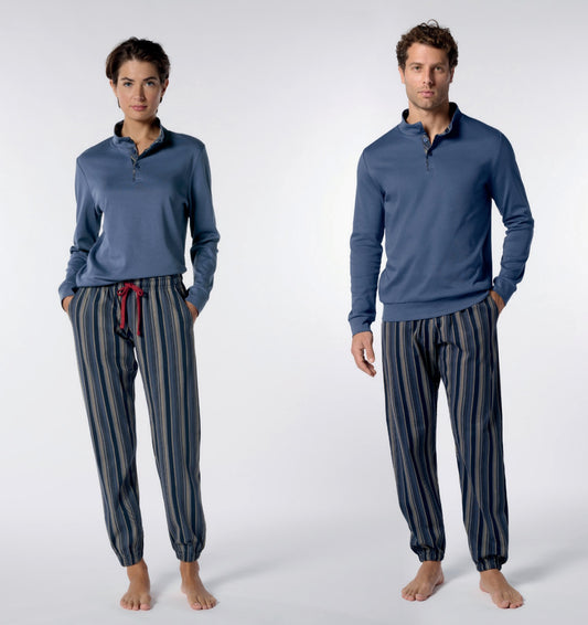 PIGIAMA UNISEX LUPETTO IN CALDO COTONE STAMPA A RIGHE PEROFIL