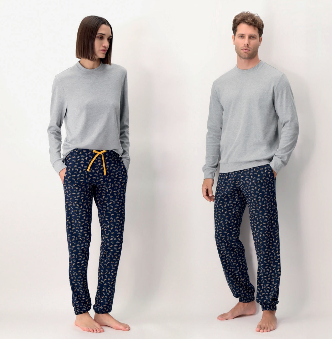 PIGIAMA UNISEX GIROCOLLO IN CALDO COTONE STAMPA BICICLETTE PEROFIL