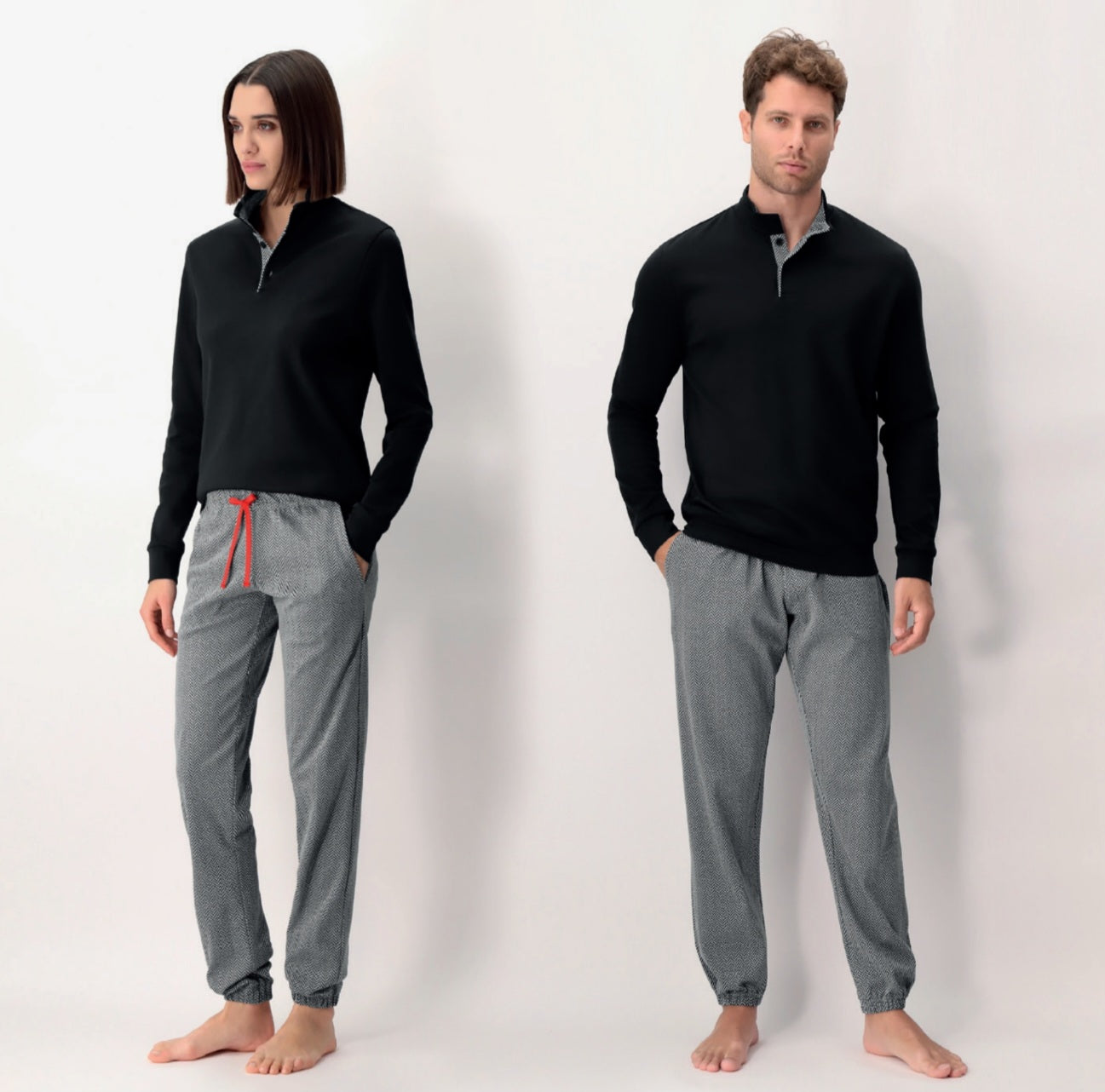 PIGIAMA UNISEX LUPETTO IN CALDO COTONE STAMPA CHEVRON PEROFIL