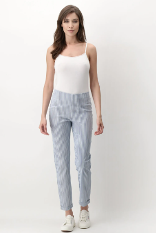 PANTALONE SIGARETTA IN COTONE ELASTICIZZATO STRIPES OROBLU