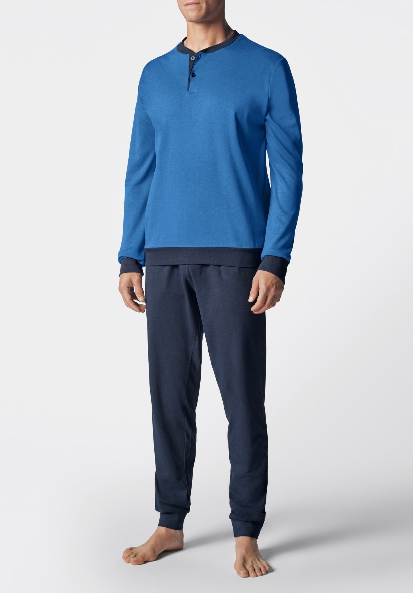 PIGIAMA LUNGO SERAFINO IN INTERLOCK DI COTONE INVERNALE CAGI