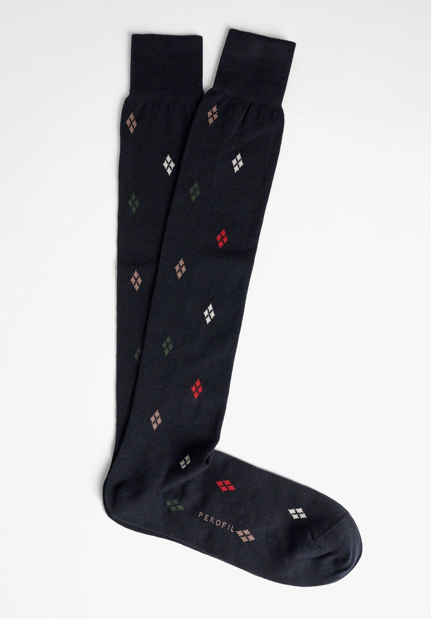 CALZA LUNGA IN COTONE E CASHMERE FANTASIA ARGYLE PEROFIL