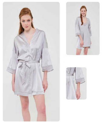 VESTAGLIA BRIDAL SATÈN GRIGIO PERLA MUYDEMI