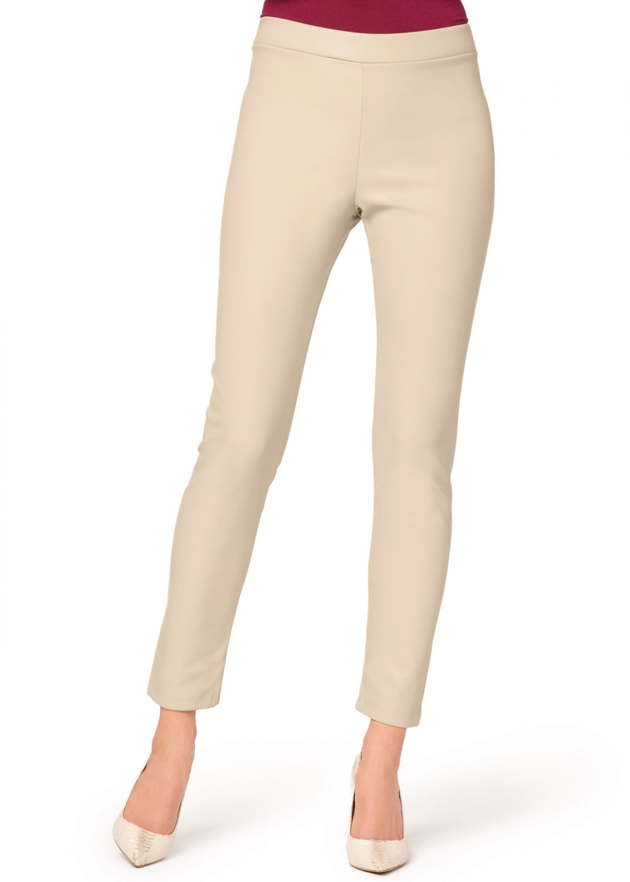 PANTALONE LEGGINGS CUIR BEIGE NATURALE PHILIPPE MATIGNON