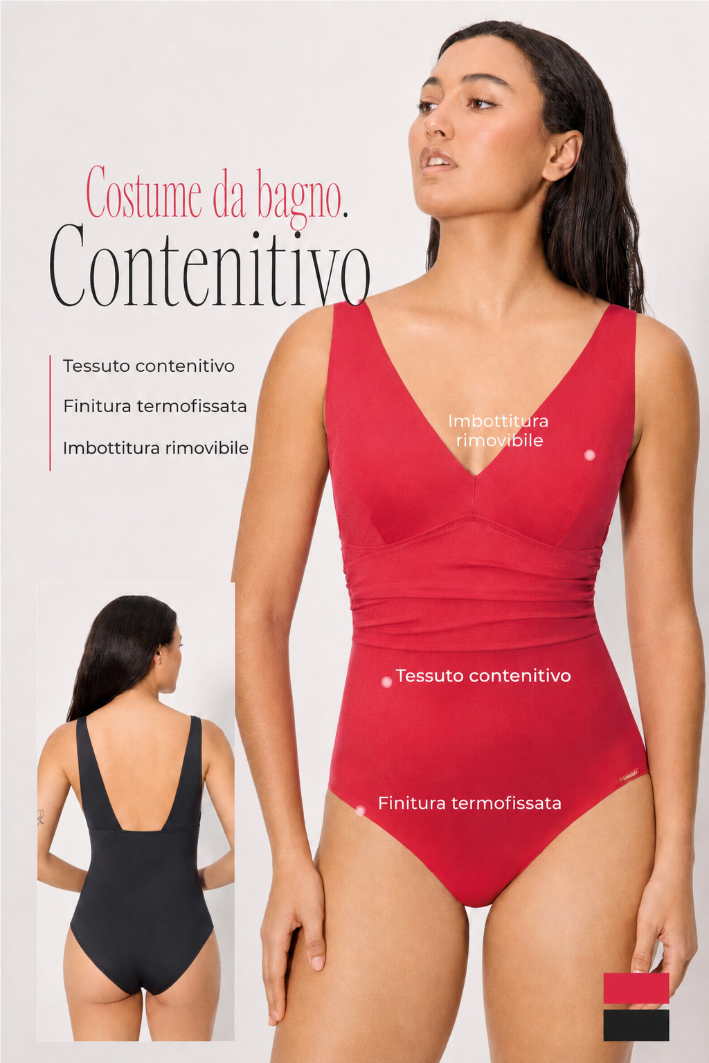 COSTUME INTERO DA BAGNO CONTENITIVO COPPA B TAGLIO LASER YSABEL MORA