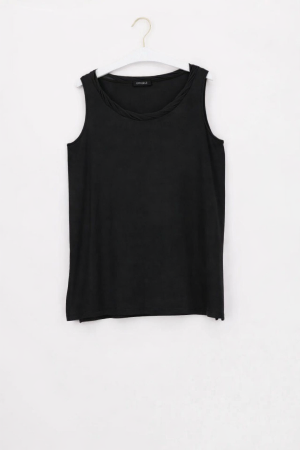 TOP SPALLA LARGA IN MODAL ELASTICIZZATO PERFECT LINE NERO OROBLU'