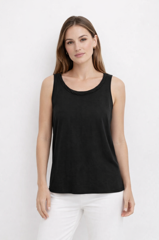 TOP SPALLA LARGA IN MODAL ELASTICIZZATO PERFECT LINE NERO OROBLU'