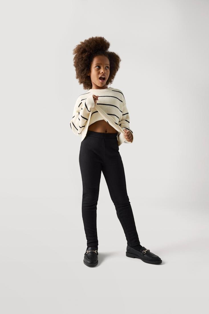 LEGGINGS TERMICO NERO IN COTONE BAMBINA YSABEL MORA