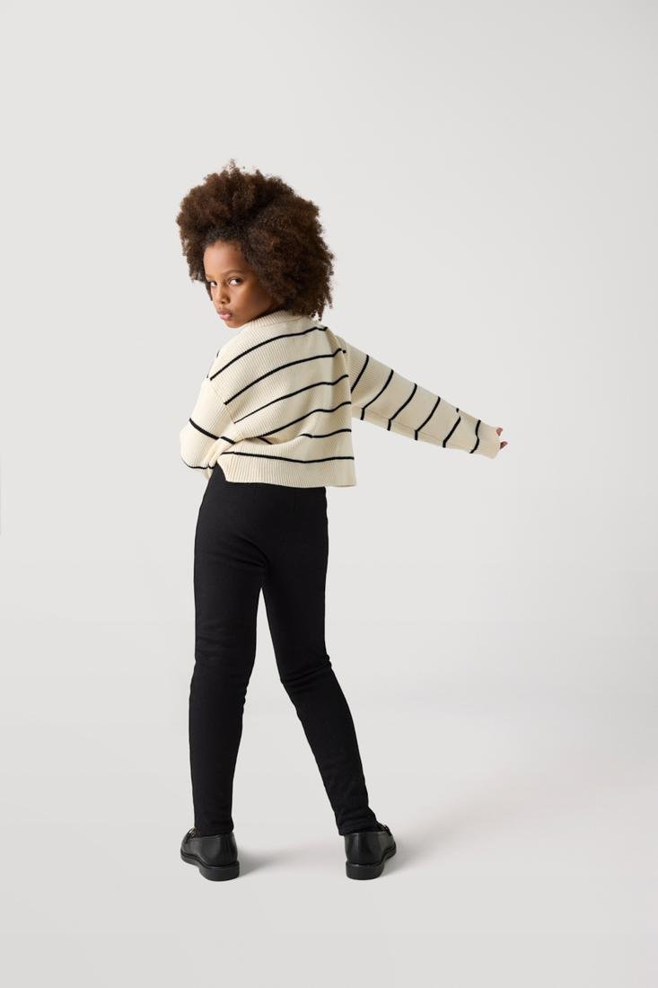 LEGGINGS TERMICO NERO IN COTONE BAMBINA YSABEL MORA